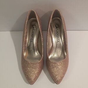 Lasonia Women's 5.5 Glitter Pink Heels